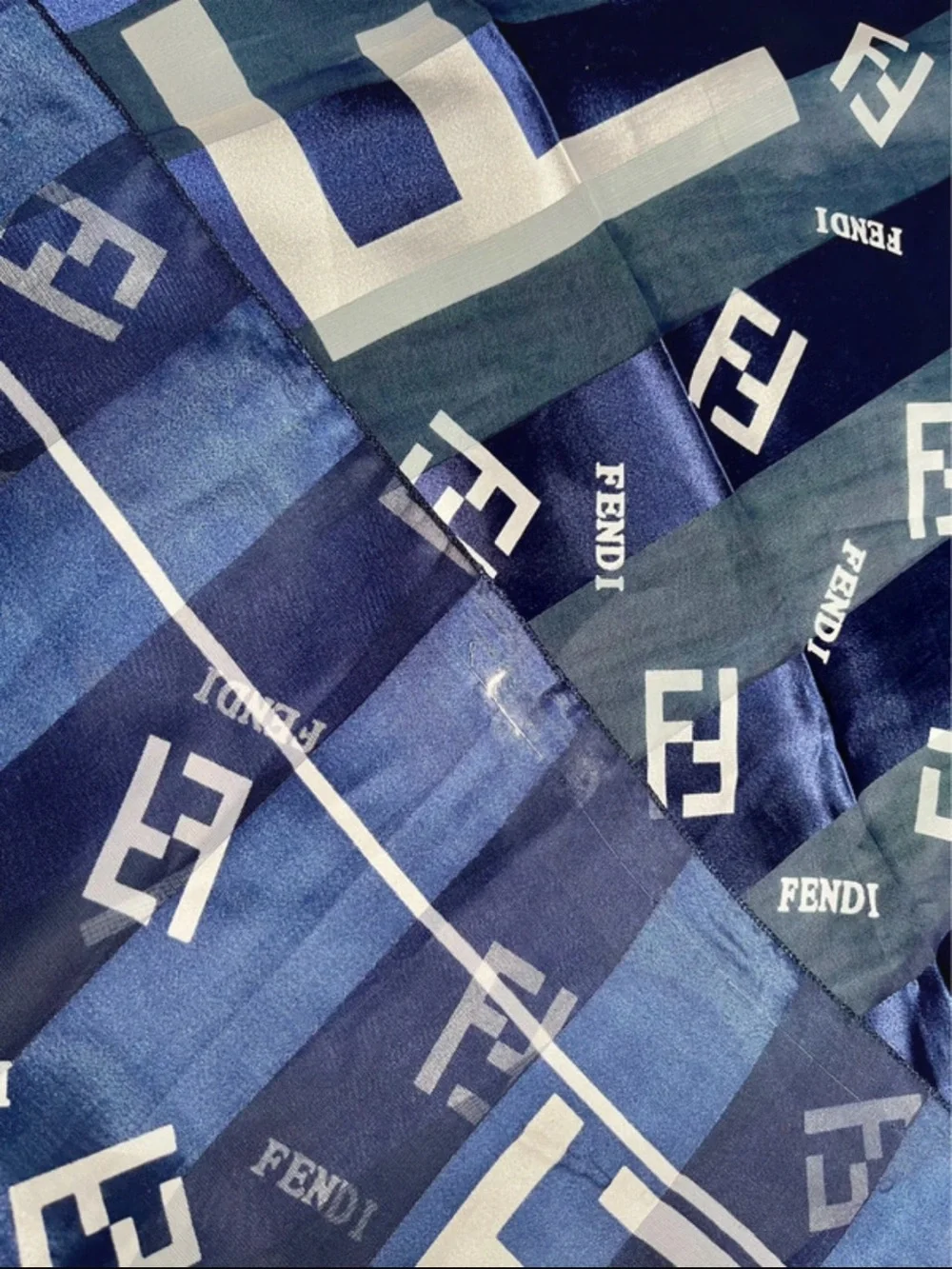 Fendi Navy and White Signature Logo Throw